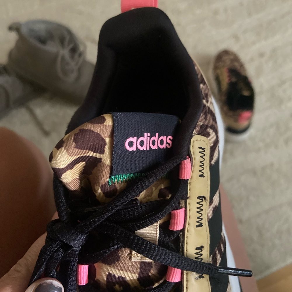 Adidas Leopard Pattern Sneakers with Pink Highlights